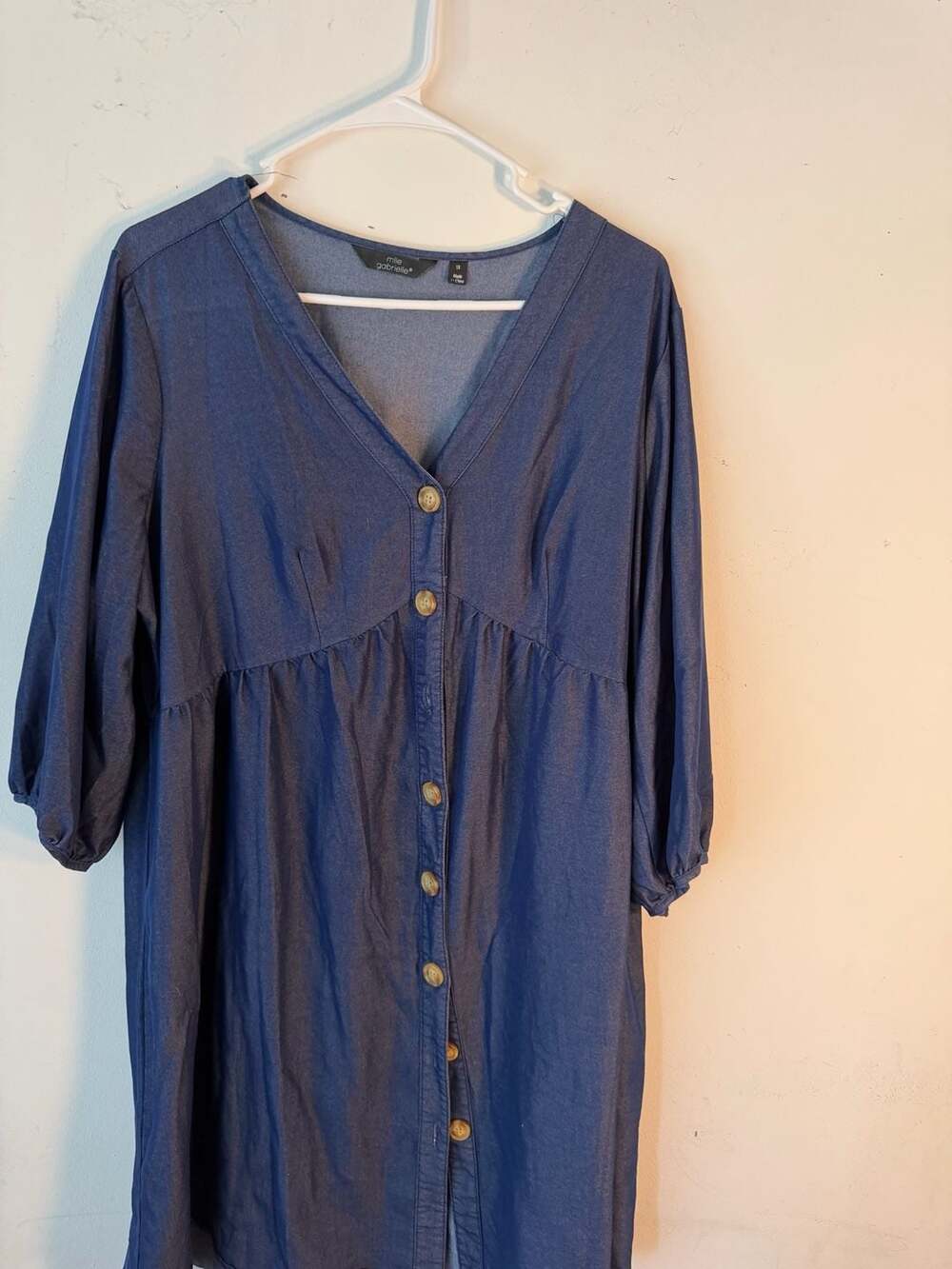 Mila Gabrielle Denim Dress Size 1X Blue V-Neck Button Front Tunic